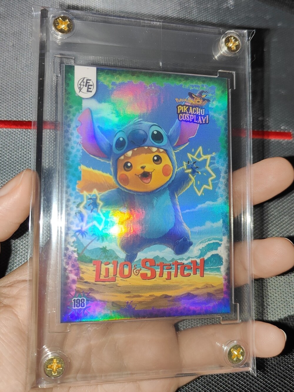 Lilo & Stitch Disney holo encased Pikachu Cosplay Horror card Doujin Pokemon